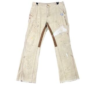Black Icon Vintage Y2K Painter Work Pants Men 34 Distressed Canvas Utility